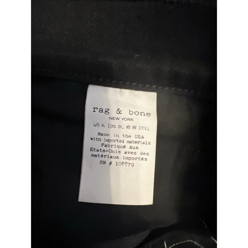 Rag & Bone Men's Black Skinny Jeans 36x 34 Black Denim Distressed Mid Rise